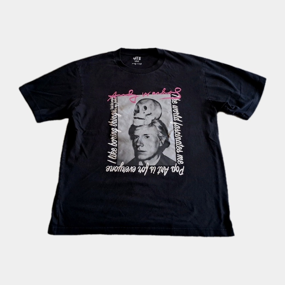 Andy Warhol  X Uniqlo UT Men's Size XL Graphic Black Skull T-Shirt Pop Art - Picture 2 of 11